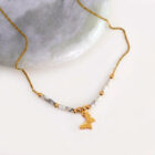 Collier horizon papillon et howlite en laiton argenté — collection Jungles et forêts — fond blanc 03, Les Naturalistes
